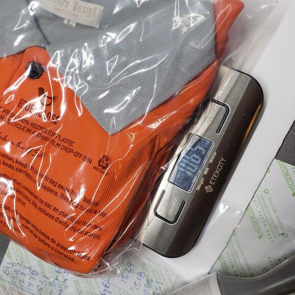 Amphenol TCS Polo Shirt Men Large Orange Gray Uniform 10th Anniversary Pique - Picture 15 of 15